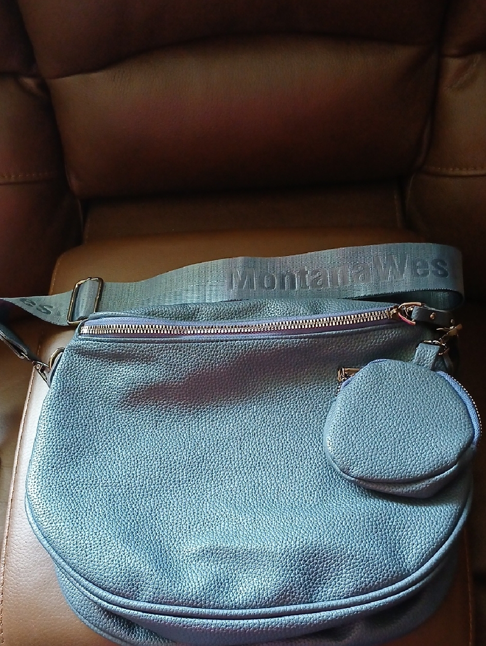 Montana West Light Blue Crossbody Bag with Coin Pouch
